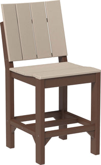 Counter height outdoor urban side chair available in earth tones, tropical and premium woodgrain finishes