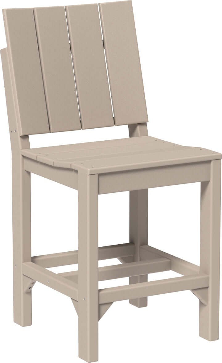 Counter height outdoor urban side chair available in earth tones, tropical and premium woodgrain finishes