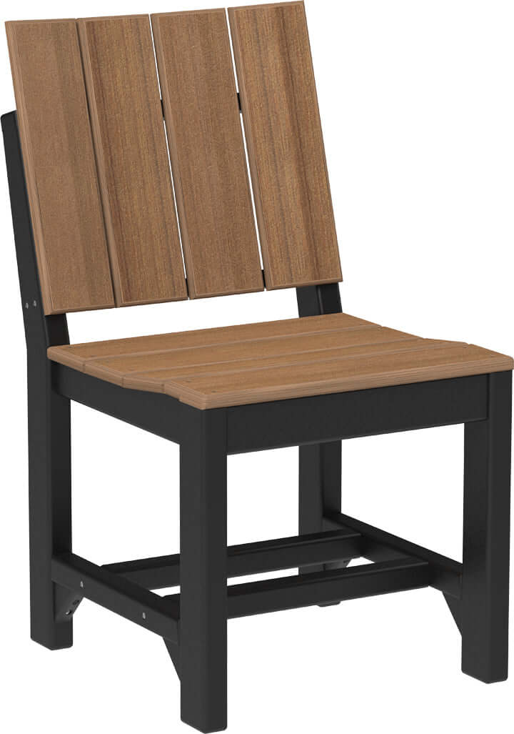 LuxCraft Urban Dining Table Set with Urban Side Chairs in Antique Mahogany and Black — side profile view, rectangular outdoor table