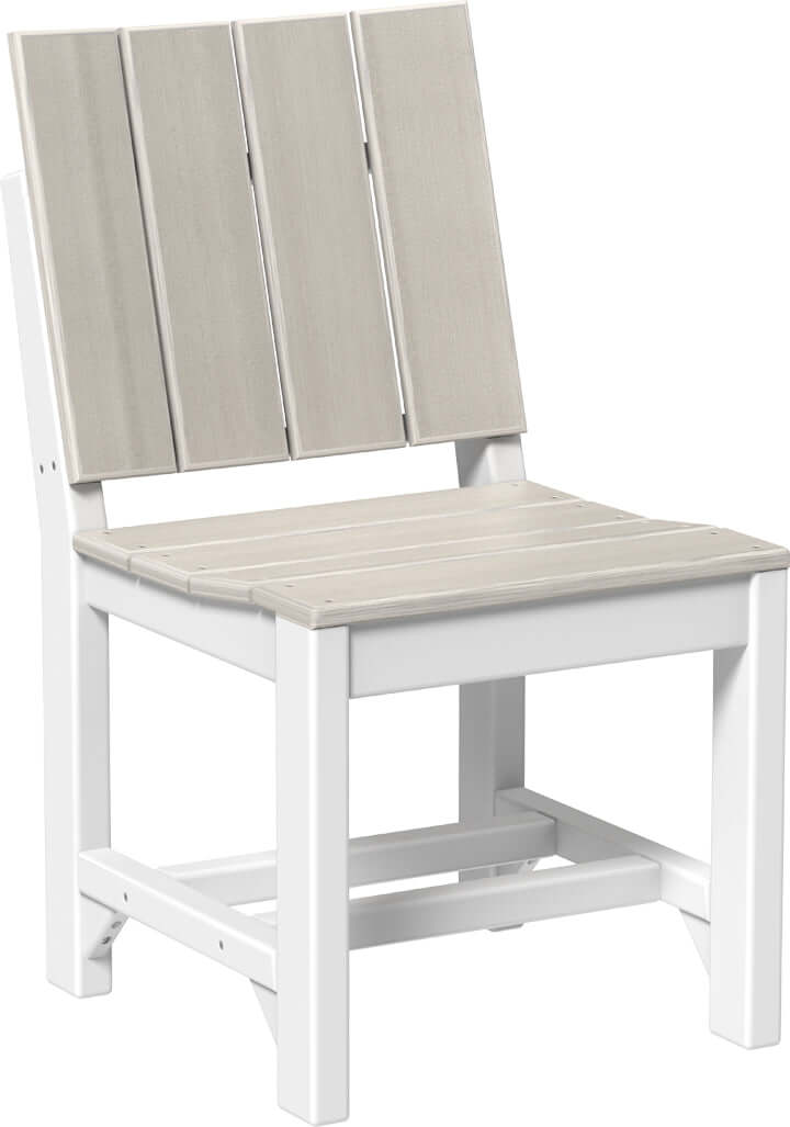 LuxCraft Urban Dining Table Set with Urban Side Chairs in Birch and White — side profile view, umbrella hole with cap