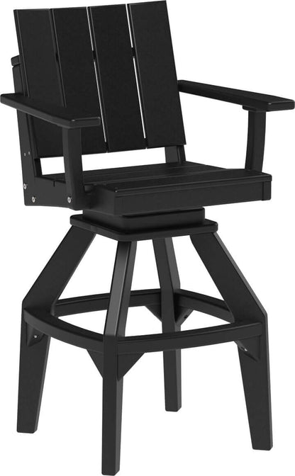 LuxCraft Urban Swivel Chair | Bar Height in Black — Amish-crafted recycled poly, weather-resistant design