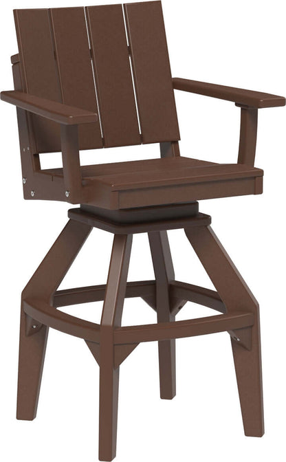 LuxCraft Urban Swivel Chair | Bar Height in Chestnut Brown — wide-armrest patio chair, long-life recycled poly