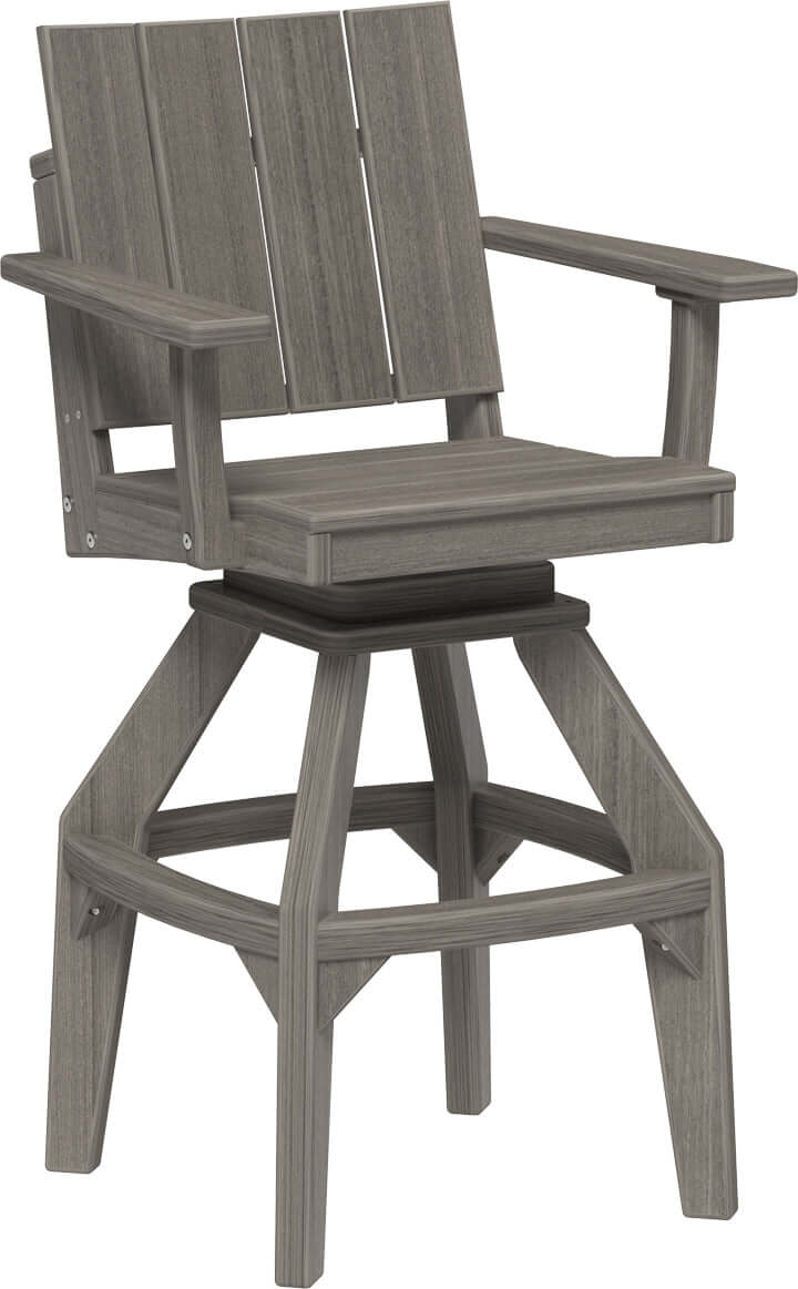 LuxCraft Urban Swivel Chair | Bar Height in Coastal Gray — recycled poly outdoor chair for outdoor patio seating