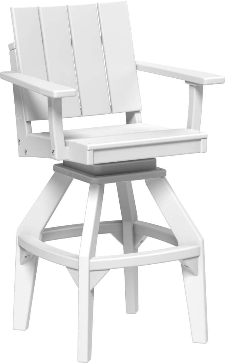 LuxCraft Urban Swivel Chair | Bar Height in White — wide-armrest patio chair, fade-resistant poly