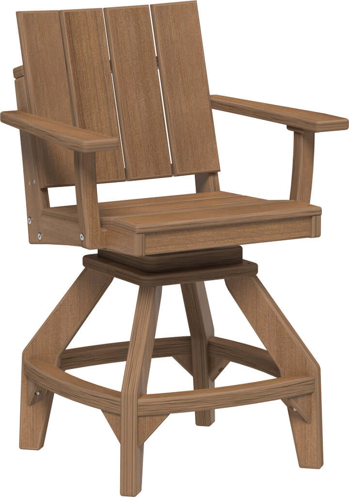 LuxCraft Urban Swivel Chair | Counter Height in Antique Mahogany — recycled poly outdoor chair for outdoor patio seating