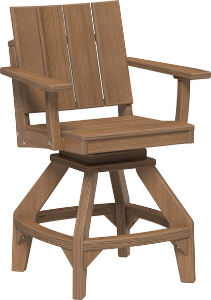 LuxCraft Urban Swivel Chair | Counter Height in Antique Mahogany — recycled poly outdoor chair for outdoor patio seating