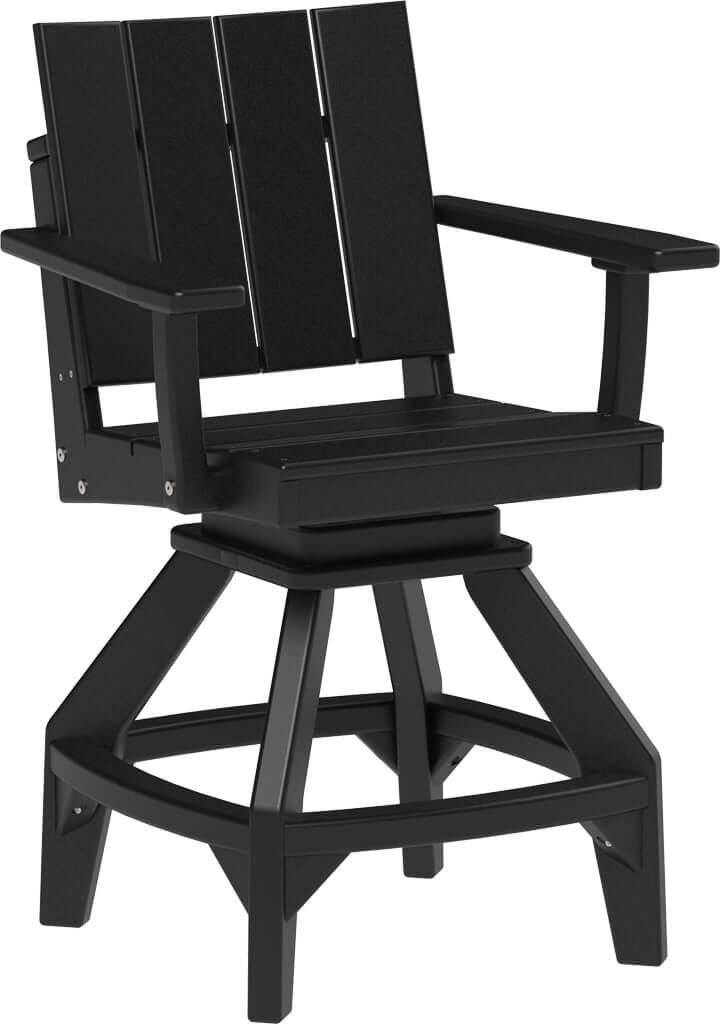 LuxCraft Urban Swivel Chair | Counter Height in Black — recycled poly outdoor chair for outdoor patio seating