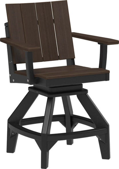 LuxCraft Urban Swivel Chair | Counter Height in Brazilian Walnut and Black — Amish-crafted recycled poly, commercial-grade poly