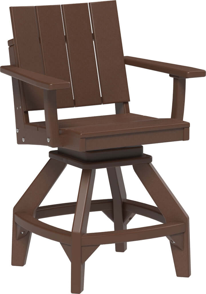 LuxCraft Urban Swivel Chair | Counter Height in Chestnut Brown — recycled poly outdoor chair for outdoor patio seating