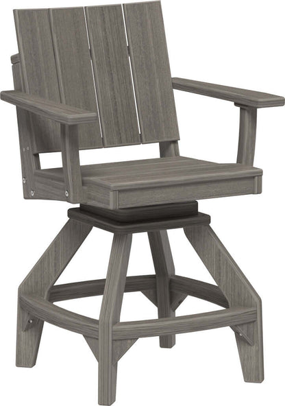 LuxCraft Urban Swivel Chair | Counter Height in Coastal Gray — Amish-crafted recycled poly, weather-resistant design