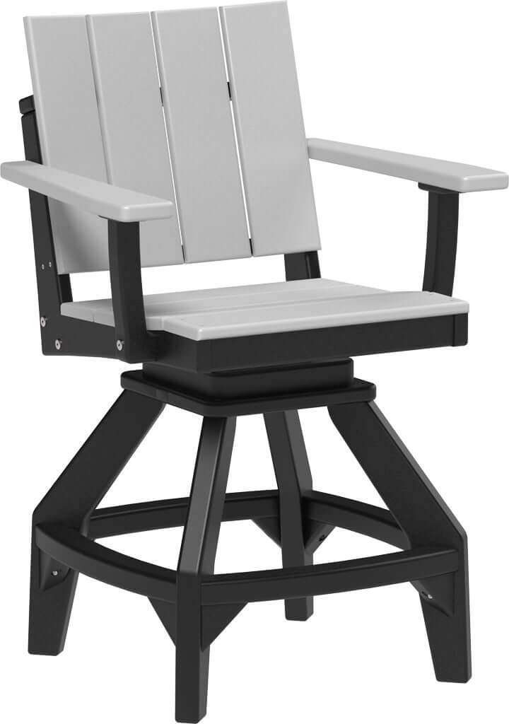 LuxCraft Urban Swivel Chair | Counter Height in Dove Gray and Black — Amish-crafted recycled poly, 20-year poly durability