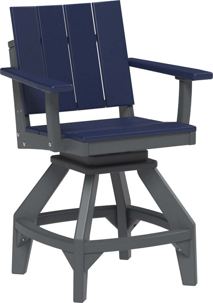 LuxCraft Urban Swivel Chair | Counter Height in Patriot Blue — recycled poly outdoor chair for outdoor patio seating