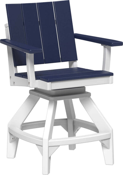 LuxCraft Urban Swivel Chair | Counter Height in Patriot Blue — Amish-crafted recycled poly, commercial-grade poly