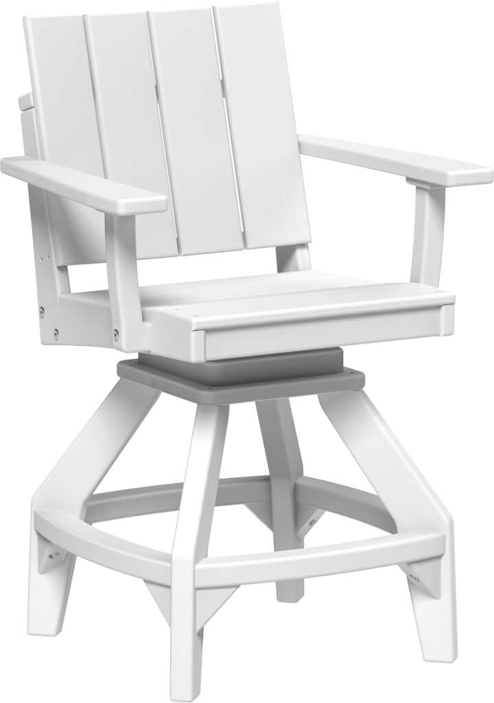 LuxCraft Urban Swivel Chair | Counter Height in White — Amish-crafted recycled poly, weather-resistant design