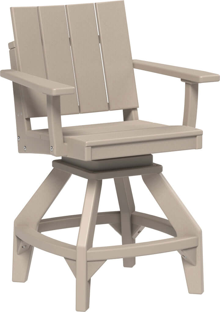 LuxCraft Urban Swivel Chair | Counter Height in Weatherwood — wide-armrest patio chair, long-life recycled poly