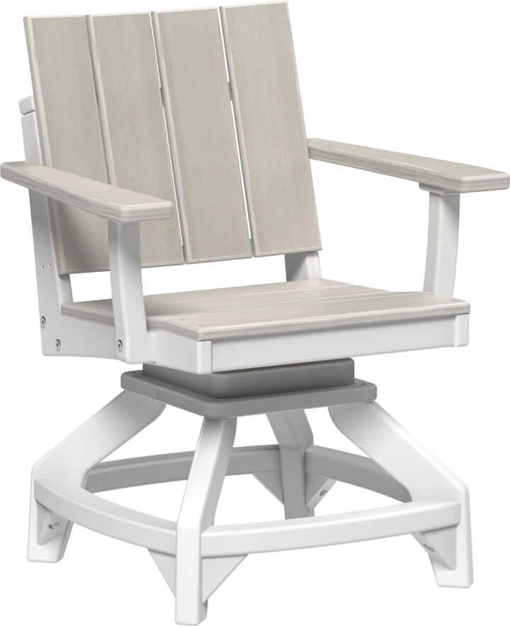 LuxCraft Urban Swivel Chair | Dining Height in Birch and White — recycled poly outdoor chair for outdoor patio seating