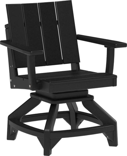 LuxCraft Urban Swivel Chair | Dining Height in Black — Amish-crafted recycled poly, weather-resistant design