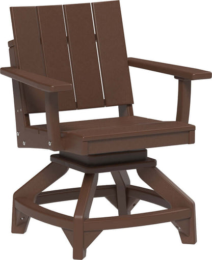 LuxCraft Urban Swivel Chair | Dining Height in Chestnut Brown — wide-armrest patio chair, recycled HDPE construction
