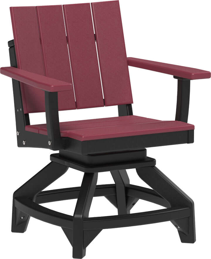 LuxCraft Urban Swivel Chair | Dining Height in Cherrywood and Black — recycled poly outdoor chair for outdoor patio seating