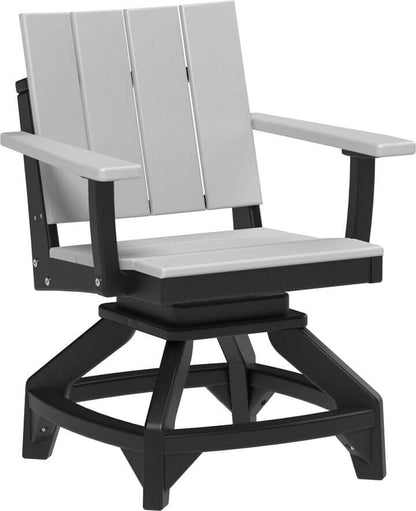 LuxCraft Urban Swivel Chair | Dining Height in Dove Gray and Black — Amish-crafted recycled poly, commercial-grade poly