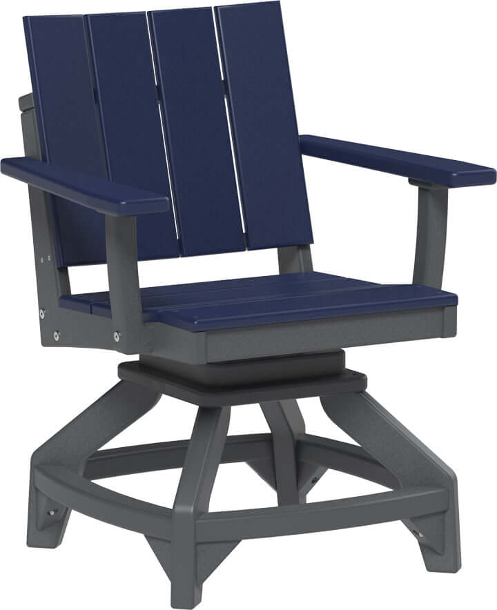 LuxCraft Urban Swivel Chair | Dining Height in Patriot Blue — recycled poly outdoor chair for outdoor patio seating