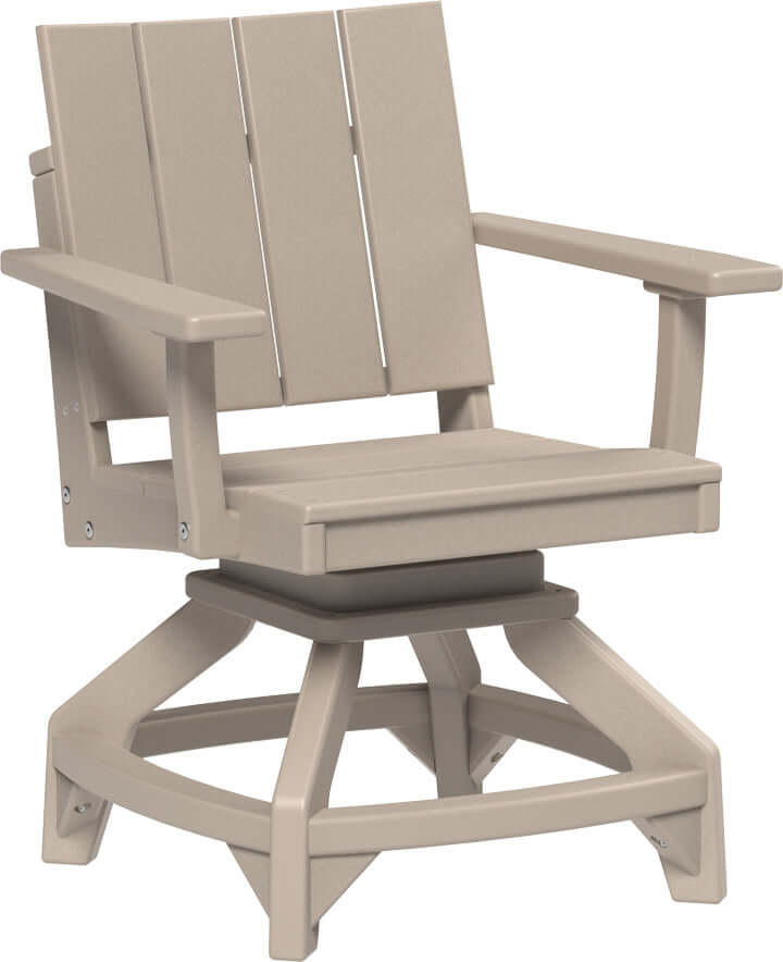 LuxCraft Urban Swivel Chair | Dining Height in Weatherwood — wide-armrest patio chair, fade-resistant poly