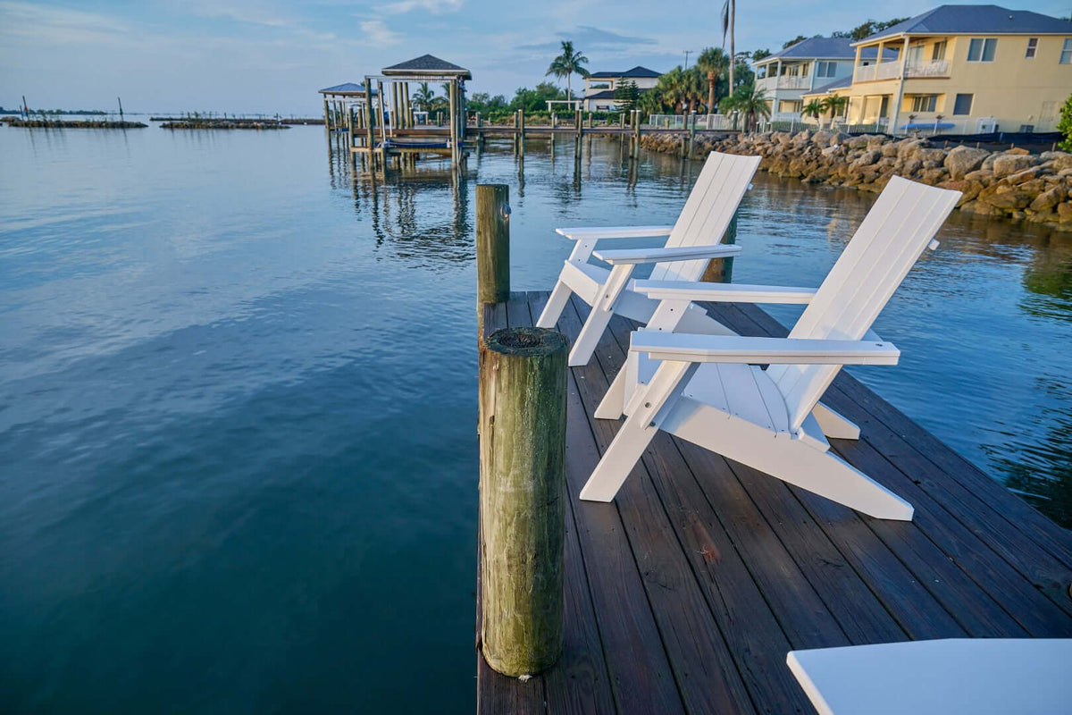 LuxCraft Urban Adirondack Chair in White paired for patio lounging — weather-resistant design