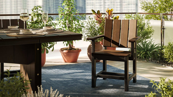 LuxCraft outdoor dining arm chair crafted from high-density polyethylene recyclable plastic