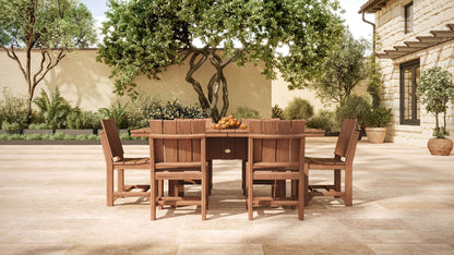 LuxCraft Urban Dining Table Set with Urban Side Chairs in Antique Mahogany — recycled poly tabletop for outdoor family dining