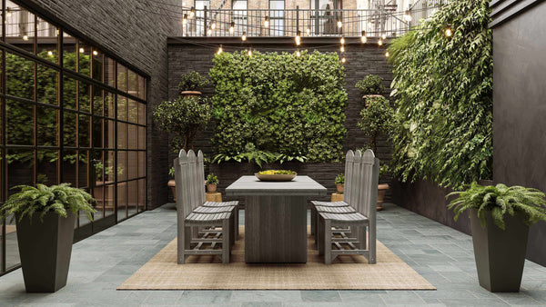 LuxCraft 3' x 8' rectangular outdoor dining table 7-piece set includes one rectangular table and six classic side chairs