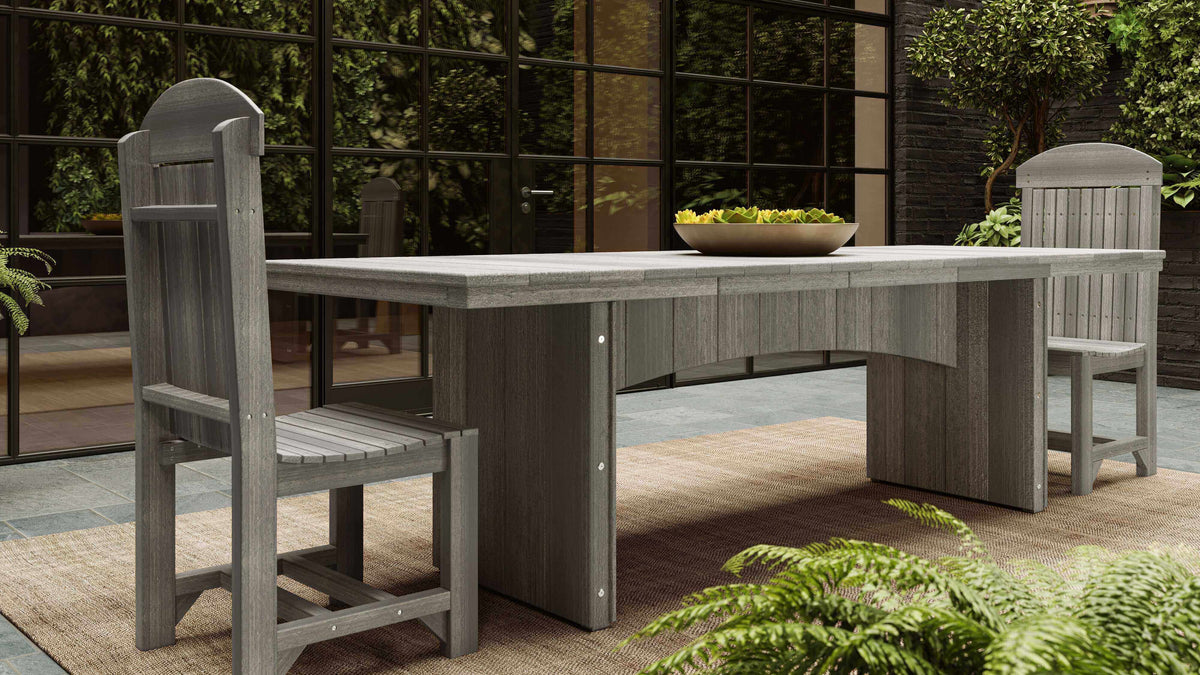 LuxCraft 3' x 8' rectangular outdoor dining table 7-piece set includes one rectangular table and six classic side chairs