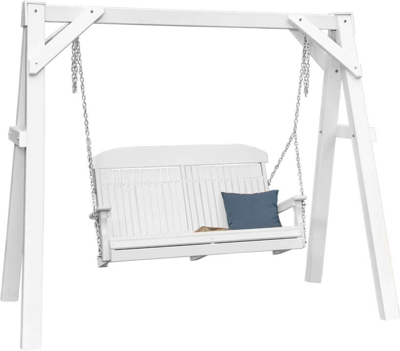 LuxCraft 5' Adirondack Swing Set with white A-Frame