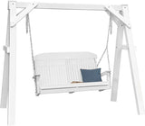 LuxCraft 5' Adirondack Swing Set with White A-Frame Vinyl Swing Stand in White — chain-hung porch swing for front-porch use