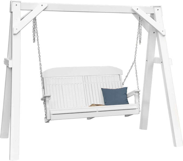 LuxCraft 5' Adirondack Swing Set with white A-Frame