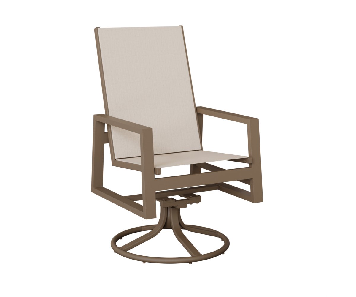 Berlin Gardens Vida Padded Sling High Back Swivel Rocker Dining Chair view 3