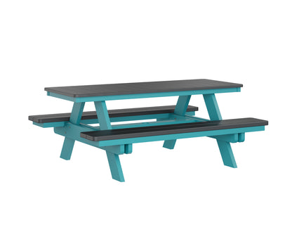 Berlin Gardens Rectangular Picnic Table in Aruba Blue / Black