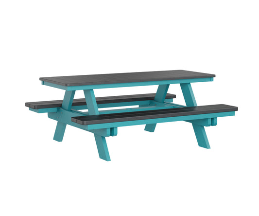 Berlin Gardens Rectangular Picnic Table in Aruba Blue / Black