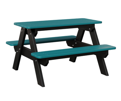 Berlin Gardens Kids Rectangular Picnic Table in Aruba Blue / Black