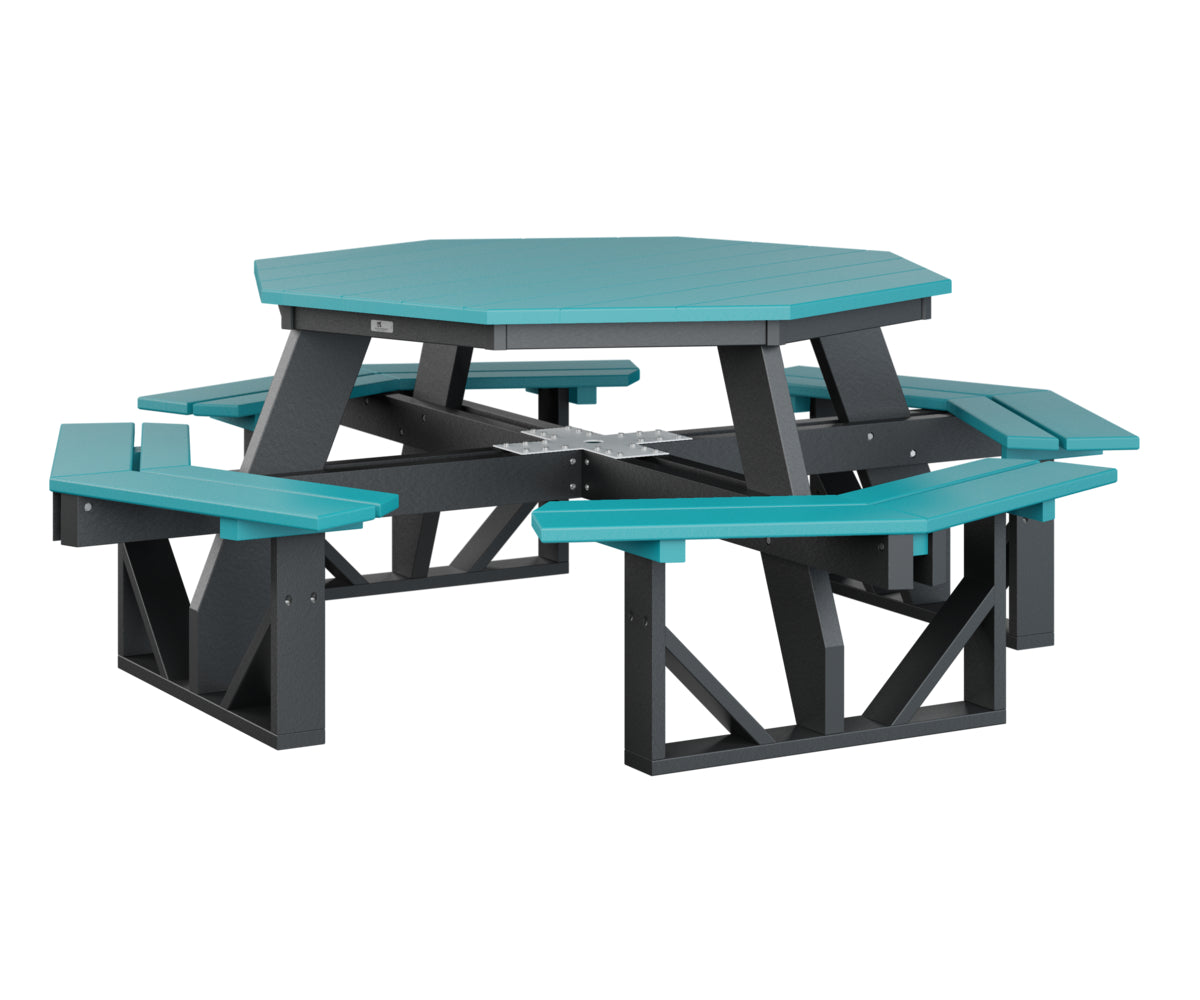 Berlin Gardens Octagon Picnic Table in Aruba Blue / Black