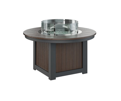 Berlin Gardens Donoma Round Fire Pit Table in Brazilian Walnut on Black