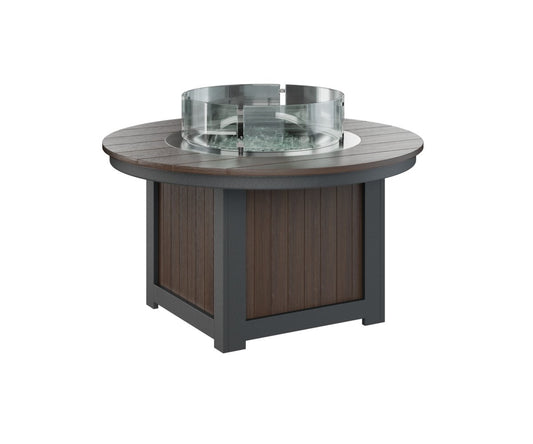 Berlin Gardens Donoma Round Fire Pit Table in Brazilian Walnut on Black
