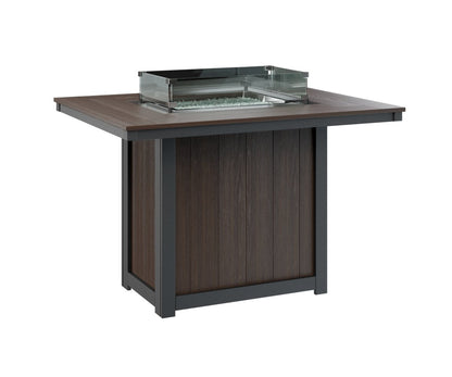 Berlin Gardens Donoma 54″ Rectangular Counter Height Fire Pit Table in Brazilian Walnut on Black