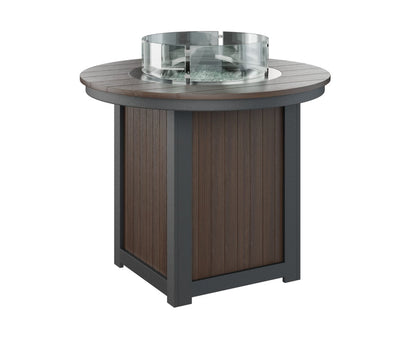 Berlin Gardens Donoma 44″ Round Counter Height Fire Pit Table in Brazilian Walnut on Black
