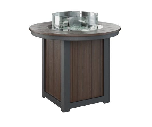 Berlin Gardens Donoma 44″ Round Counter Height Fire Pit Table in Brazilian Walnut on Black