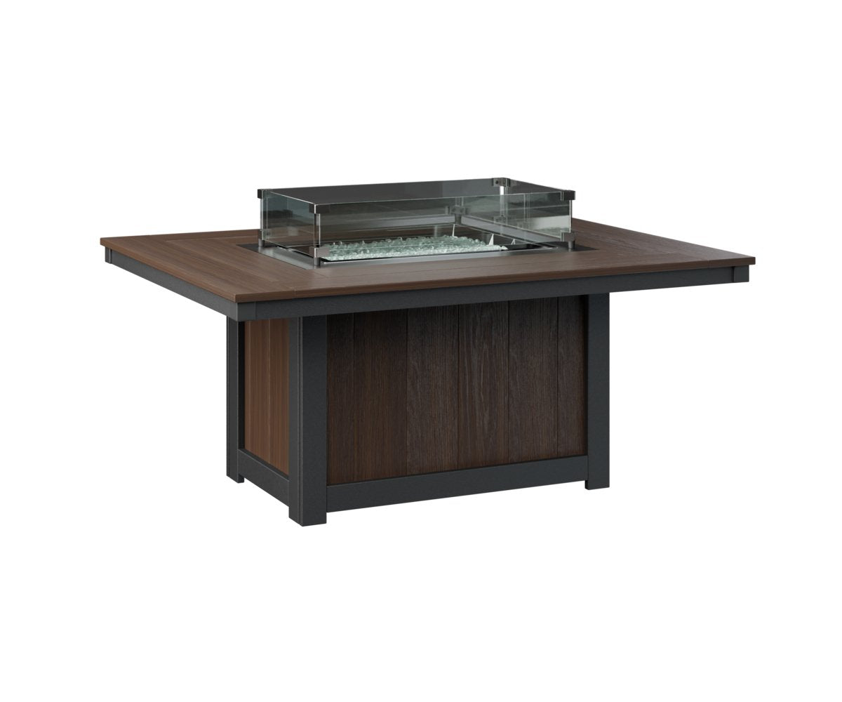 Berlin Gardens Donoma Rectangular Fire Pit Table in Brazilian Walnut on Black