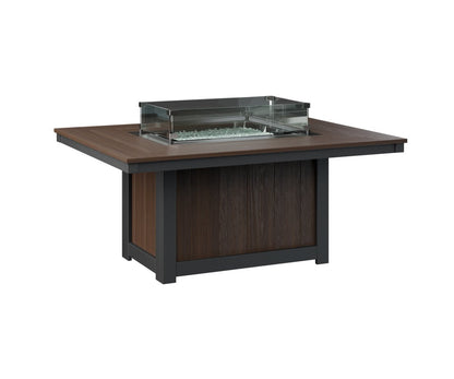 Berlin Gardens Donoma Rectangular Fire Pit Table in Brazilian Walnut on Black
