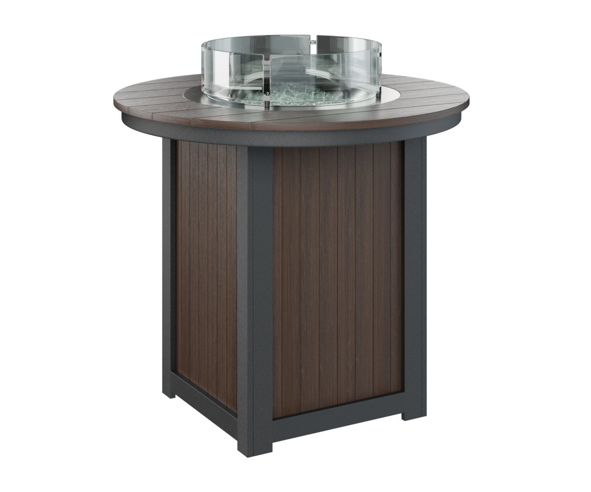 Berlin Gardens Donoma 44″ Round Bar Fire Pit Table in Brazilian Walnut on Black