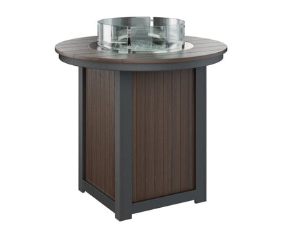 Berlin Gardens Donoma 44″ Round Bar Fire Pit Table in Brazilian Walnut on Black
