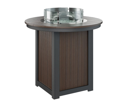 Berlin Gardens Donoma 44″ Round Bar Fire Pit Table in Brazilian Walnut on Black