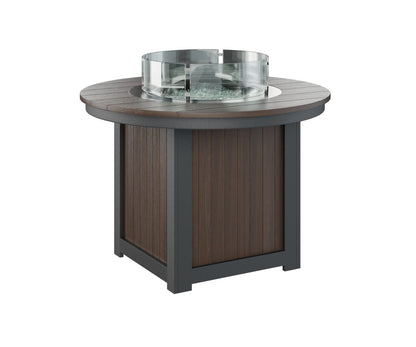 Berlin Gardens Donoma 44″ Round Dining Fire Pit Table in Brazilian Walnut on Black